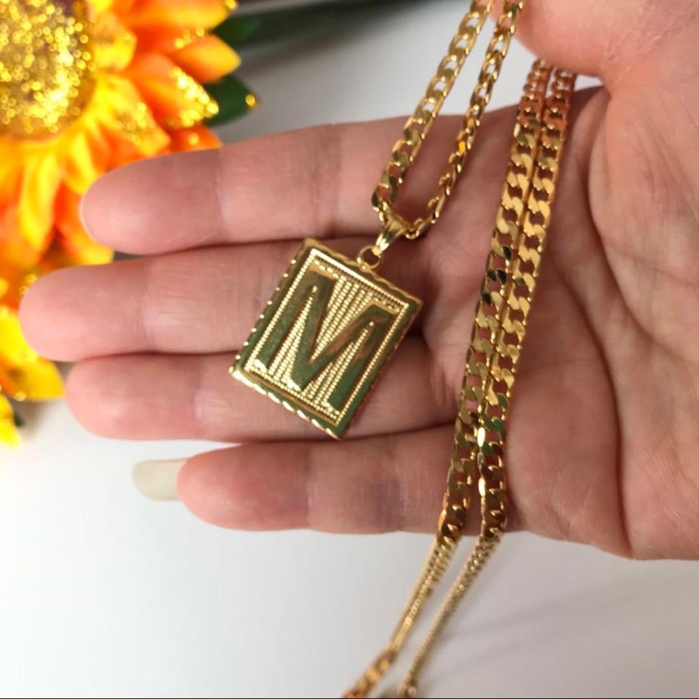 Letter"M"Necklace Yellow Gold